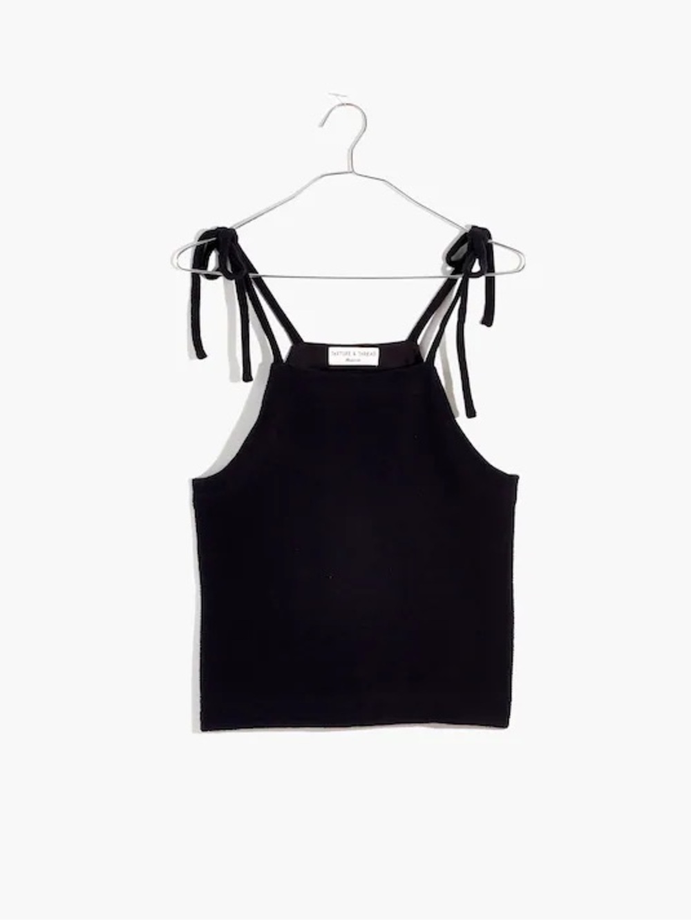 MADEWELL Tie Shoulder Tank Top in Black size Small